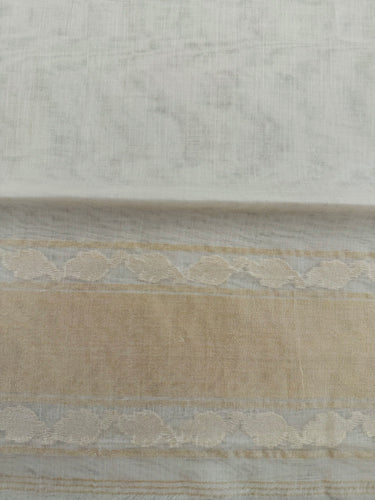 Banarasi Pure Cotton Saree | Off-White | Gold Zari | Handwoven | Ships from California